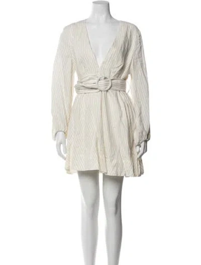 Pre-owned Shona Joy Linen Mini Dress In Neutral