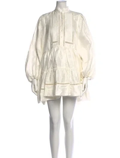 Pre-owned Shona Joy Linen Mini Dress In Neutral
