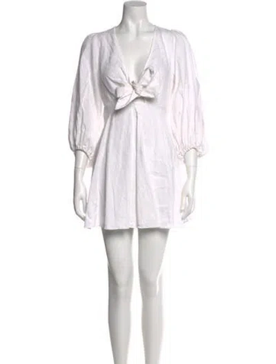 Pre-owned Shona Joy Linen Mini Dress In White