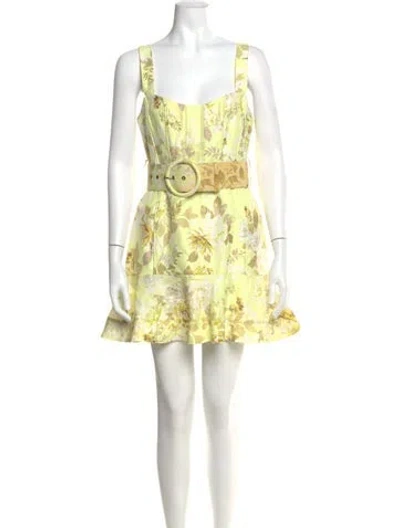 Pre-owned Shona Joy Linen Mini Dress In Yellow