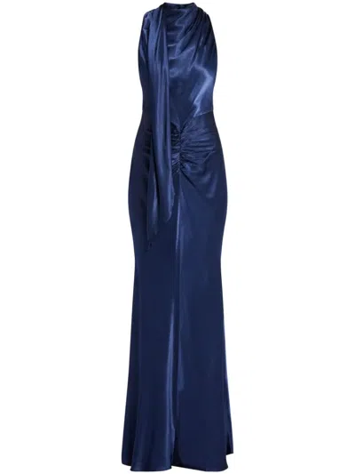 Shona Joy Lino Maxi Dress In Blue