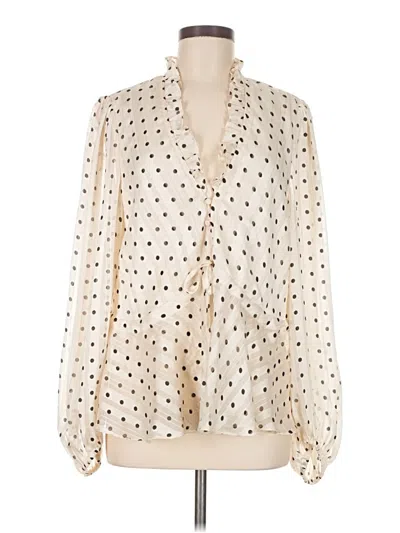 Pre-owned Shona Joy Long Sleeve Blouse In White