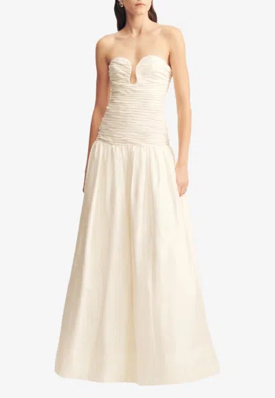 Shona Joy Lucero Silk Pleated Drop Waist Gown In White