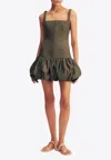 Shona Joy Maiori Square-neck Bubble Mini Dress In Green