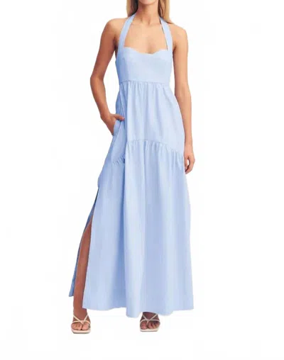 Shona Joy Maiori Halter Neck Maxi Dress In Cornflower Blue In Multi