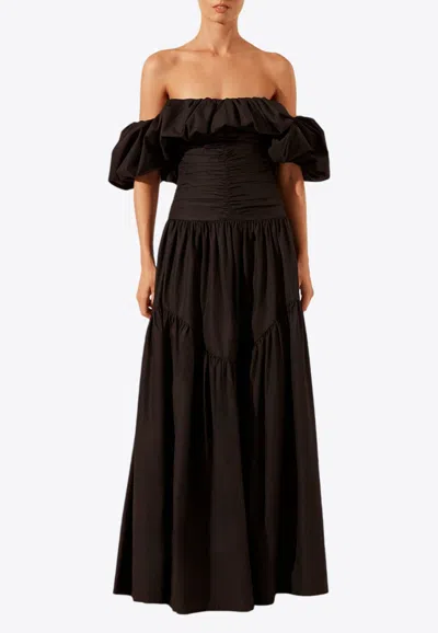 Shona Joy Maiori Off-shoulder Ruched Maxi Dress In Black