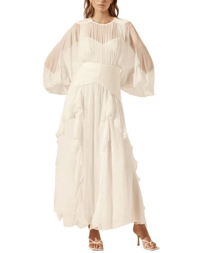 Shona Joy Margot Round Neck Balloon Sleeve Maxi Dress In Gray