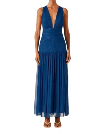 Shona Joy Maya Plunged Tie Back Midi Dress In Strong Blue In Multi