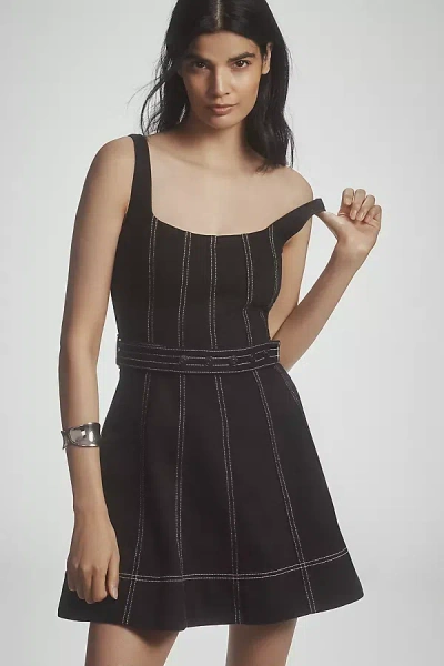 Shona Joy Mercer A-line Denim Mini Dress In Brown
