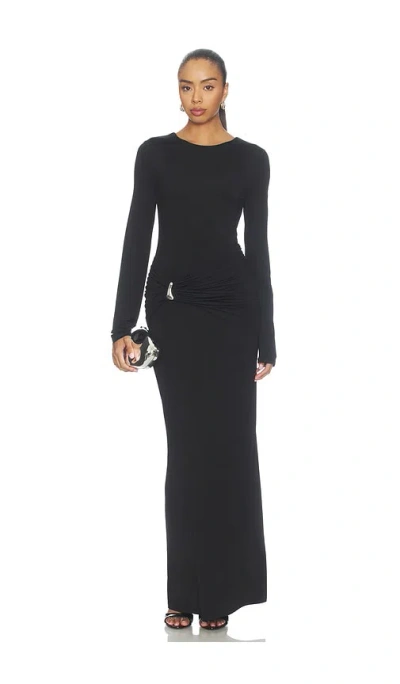 Shona Joy Miro Long Sleeve Gathered Maxi Dress In Black