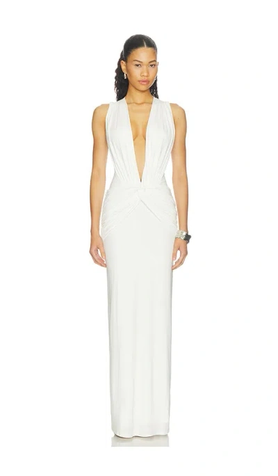 Shona Joy Miro Sleeveless Plunged Maxi Dress In White