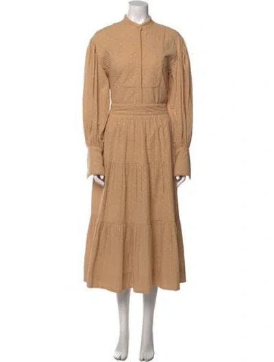 Pre-owned Shona Joy Mock Neck Knee-length Dress In Neutral