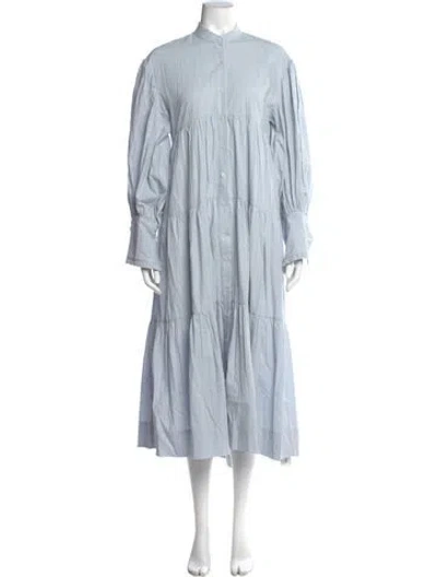 Pre-owned Shona Joy Mock Neck Long Dress In Blue