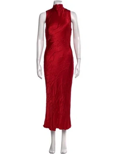 Pre-owned Shona Joy Mock Neck Long Dress In Red