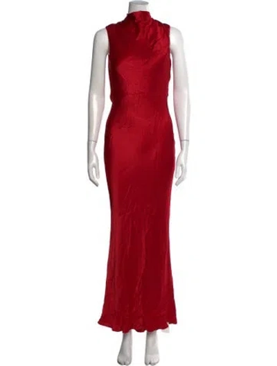 Pre-owned Shona Joy Mock Neck Long Dress In Red