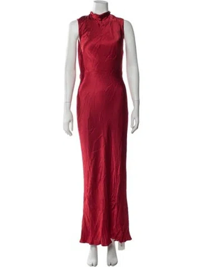 Pre-owned Shona Joy Mock Neck Long Dress In Red