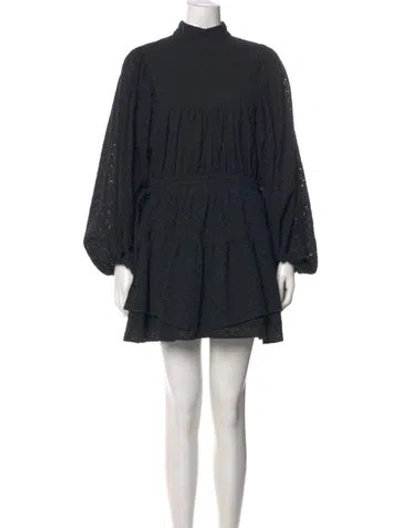 Pre-owned Shona Joy Mock Neck Mini Dress In Black