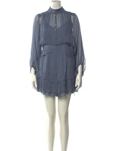 Pre-owned Shona Joy Mock Neck Mini Dress In Blue