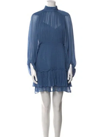 Pre-owned Shona Joy Mock Neck Mini Dress In Blue