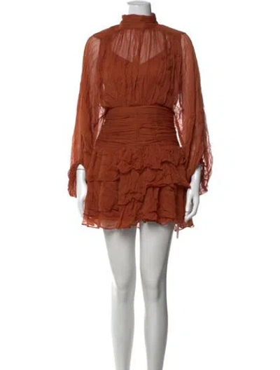 Pre-owned Shona Joy Mock Neck Mini Dress In Orange