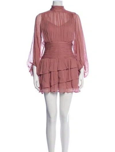Pre-owned Shona Joy Mock Neck Mini Dress In Pink
