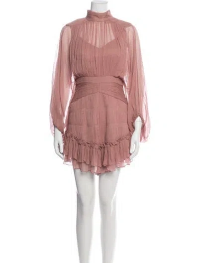 Pre-owned Shona Joy Mock Neck Mini Dress In Pink