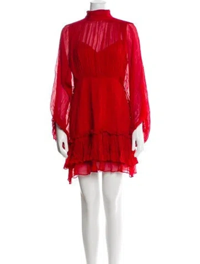 Pre-owned Shona Joy Mock Neck Mini Dress In Red