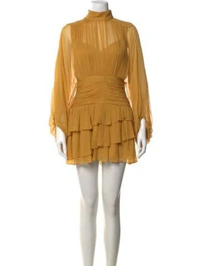 Pre-owned Shona Joy Mock Neck Mini Dress In Yellow