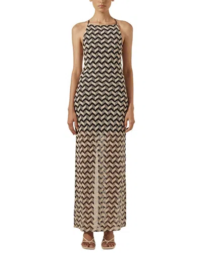 Shona Joy Noor High Neck Maxi Dress In Blkoys-black/oyster