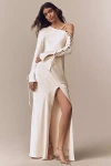 Shona Joy Nora Asymmetric Lace-up Detail Maxi Dress In White