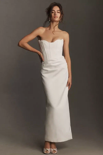 Shona Joy Oakley Strapless Draped Maxi Dress In White