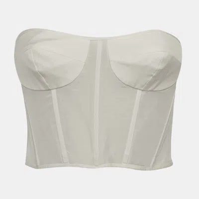 Pre-owned Shona Joy Off White Linen Blend Corset Top S