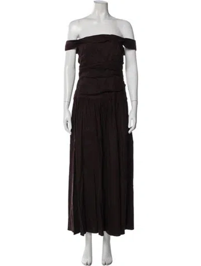 Pre-owned Shona Joy Off-the-shoulder Long Dress In Gray