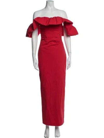 Pre-owned Shona Joy Off-the-shoulder Long Dress In Red
