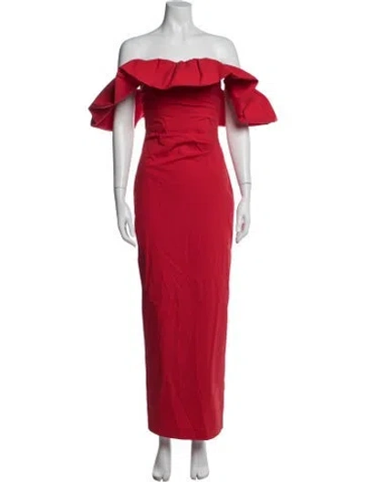 Pre-owned Shona Joy Off-the-shoulder Long Dress In Red