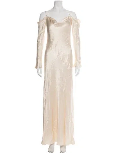 Pre-owned Shona Joy Off-the-shoulder Long Dress W/ Tags In Neutrals