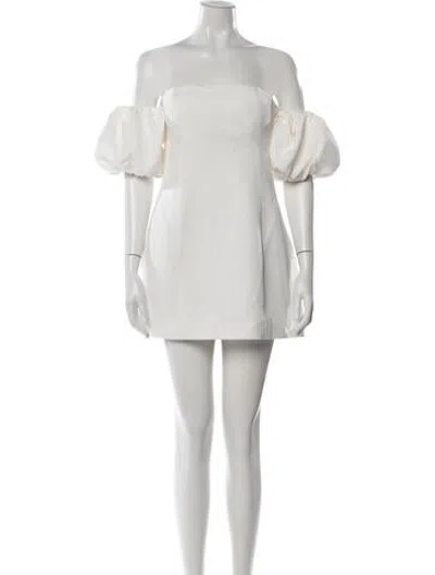 Pre-owned Shona Joy Off-the-shoulder Mini Dress In Neutrals