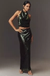 Shona Joy Olympia Sequin Cowl-neck Halter Top In Multi
