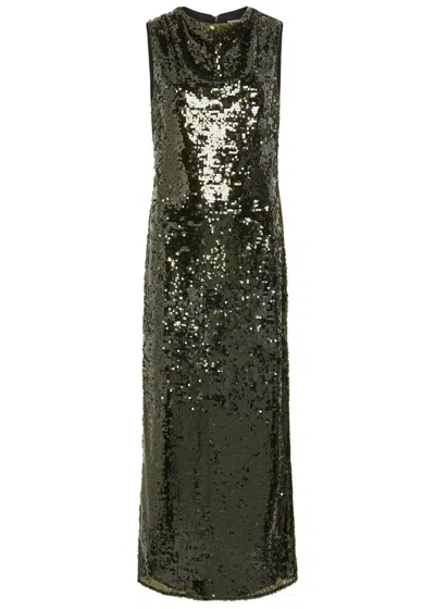 Shona Joy Olympia Sequin-embellished Tulle Maxi Dress In Green