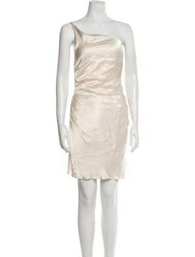 Pre-owned Shona Joy One-shoulder Knee-length Dress In Neutral