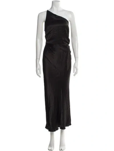 Pre-owned Shona Joy One-shoulder Long Dress In Gray
