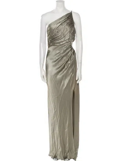 Pre-owned Shona Joy One-shoulder Long Dress In Green