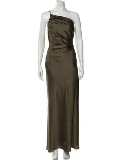 Pre-owned Shona Joy One-shoulder Long Dress In Green