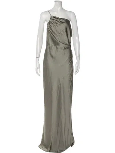 Pre-owned Shona Joy One-shoulder Long Dress In Green
