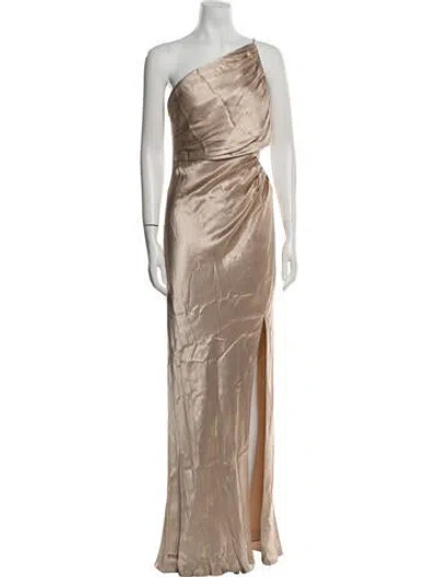 Pre-owned Shona Joy One-shoulder Long Dress In Neutral