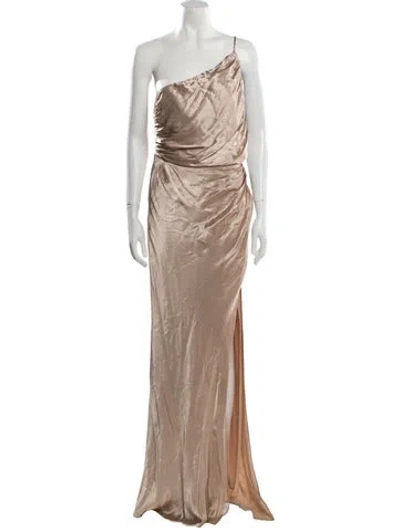 Pre-owned Shona Joy One-shoulder Long Dress In Neutral