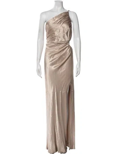 Pre-owned Shona Joy One-shoulder Long Dress In Neutral