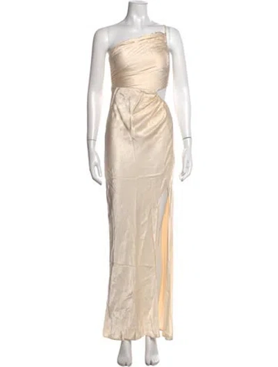 Pre-owned Shona Joy One-shoulder Long Dress In Neutral