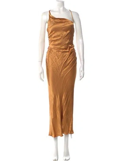 Pre-owned Shona Joy One-shoulder Long Dress In Orange