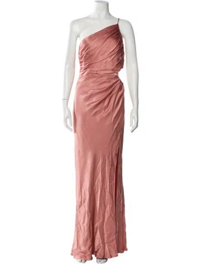 Pre-owned Shona Joy One-shoulder Long Dress In Pink